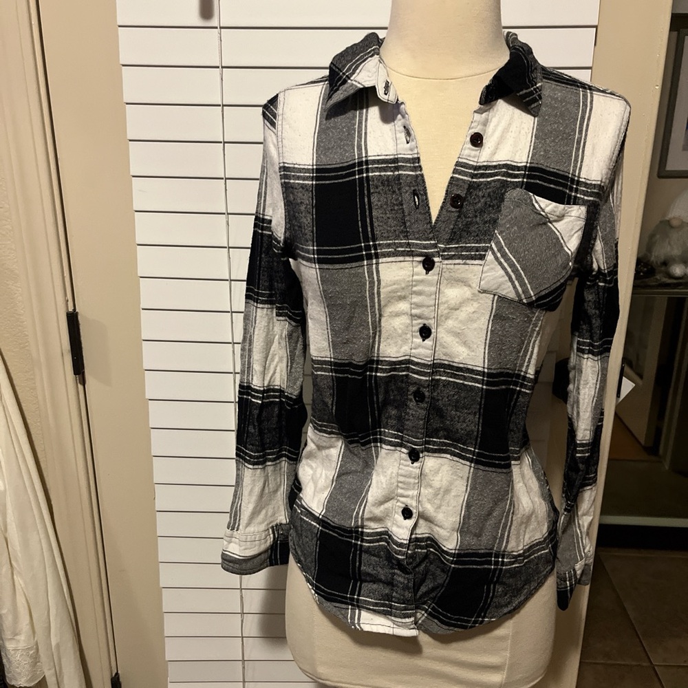 Justice Black and White Plaid Shirt